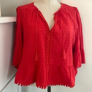 Madewell Cotton Red Blouse Large